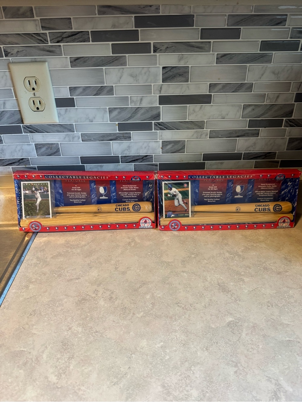 Chicago Cubs Collectible Mini Bat Display (Pair) - Wood & Team Graphics